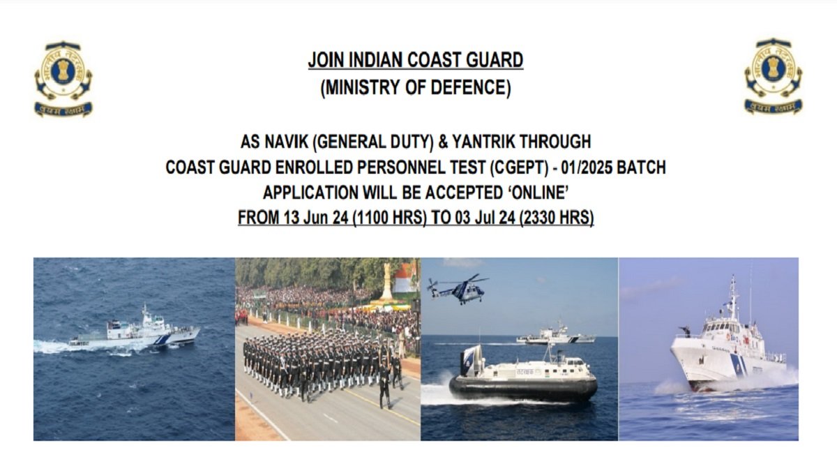 Indian Coast Guard (ICG) Navik (Genral Duty), Yantrik 2025 Notification released and apply form online